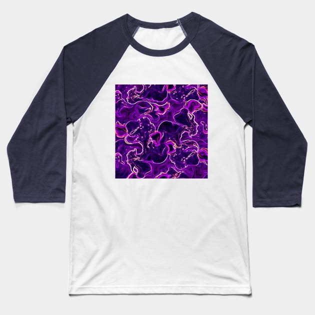 colorful abstract violet print Baseball T-Shirt by KMdesign